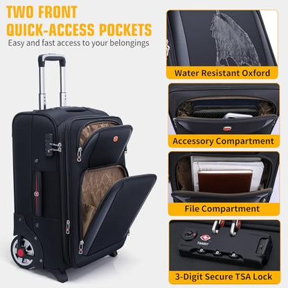ROPLUS Laduga Softside Expandable Luggage with Large Steel Wheels Checked-Luggage Suicase (Purple, 25-Inch) - color: Purple, size: 25-Inch