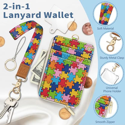 Autism Awareness Lanyard Wallet with Id Badge Holder Keychain Card - color: Autism Awareness