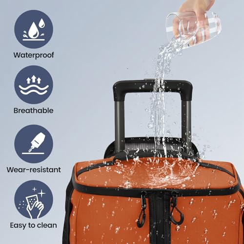 2-in-1 Rolling Garment Bag w/Wheel,Lightweight/Waterproof - color: Orange