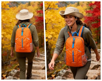 levayhill 25L Foldable Hiking Backpack,Small Packable Daypack, Orange - color: Orange