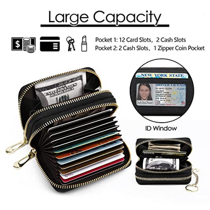 imeetu RFID Credit Card Holder, Small Card Wallet Women, Leather Card Case - color: Max - Black, size: Max