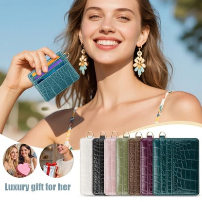 Slim Credit Card Holder Crocodile Wallet Women Thin Wallets - color: A Cadet Blue