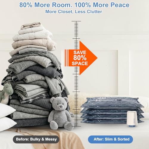 Vacuum Seal Bags for Travel with Pump - 12 Pack Luggage Vacuum Bags