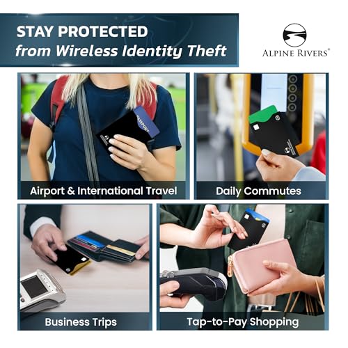 Alpine Rivers RFID Blocking Sleeves, Credit Card Protector, Passport Sleeve - color: Original Black