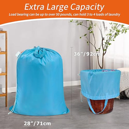 Polecasa 2 Pack Extra Heavy-Duty Laundry Bag with Handle, Gulf Blue, 28x36" - color: Gulf Blue, size: 28" x 36" | 2 Pack