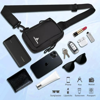 Mini Sling Bag for Men & Women,Waterproof Crossbody Bag(Black-M) - color: Black-m