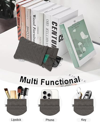RayLove Double Glasses Case with Carrying Strap and Cleaning Cloth - color: Deepgrey