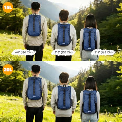 Seektop 15L Small Hiking Backpack for Women Men, Lightweight Hiking Daypack - color: Dark Blue, size: 20L