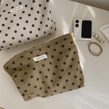 Wudygirl Makeup Bag for Women Travel Cosmetic Bag 10.5"x7.5" Brown Dot - color: Brown Dot