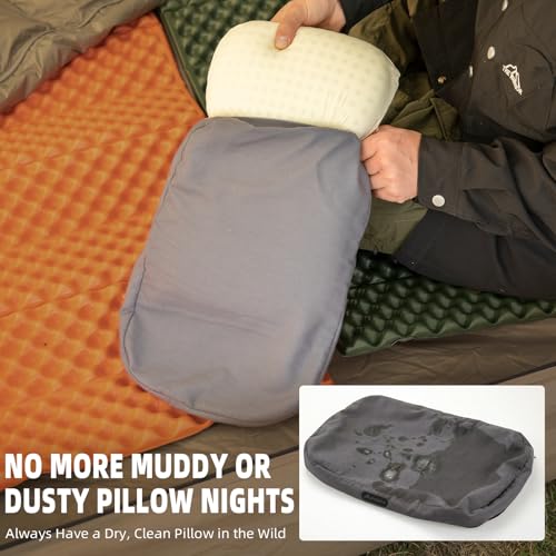 BISINNA Camping Memory Foam Pillow Backpacking Pillow with Removable Cover - color: Gray