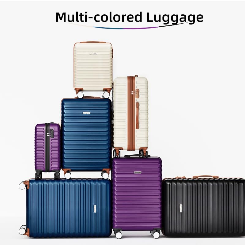 LARVENDER Luggage Sets 6 Piece Expandable Suitcases with Wheels, Black - color: Classic Black ABS, size: 6 Piece Set