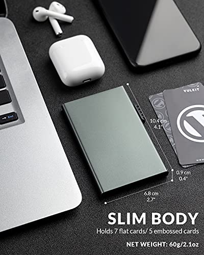 VULKIT 미니멀리스트 신용 카드 홀더 팝업 카드 케이스 RFID 보호 슬림 메탈 지갑 카드 홀더 지갑, 스페이스 그레이., 미니멀리스트 - color: 스페이스 그레이.