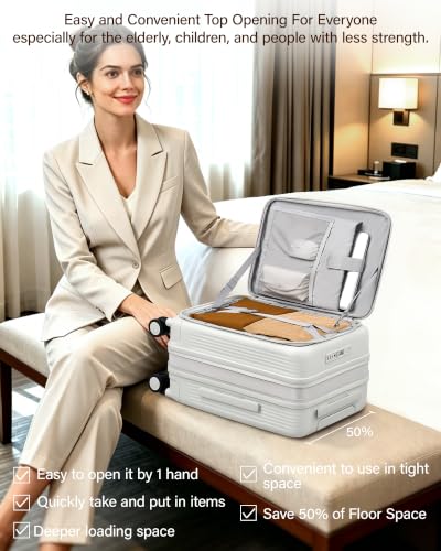 Hanke Top Opening 20" Carry On Luggage Expandable Hard Shell Smoke White - color: Smoke White, size: 20 Inch EXT