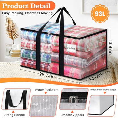 Moving Bags, Extra Large Heavy Duty Storage Bags, 93L, 8 Packs - size: 93L