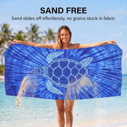 Yongoes 2 Pack Microfiber Beach Towels Oversized 71x32 Turtle Mandala - color: 2 Pack Turtle Mandala