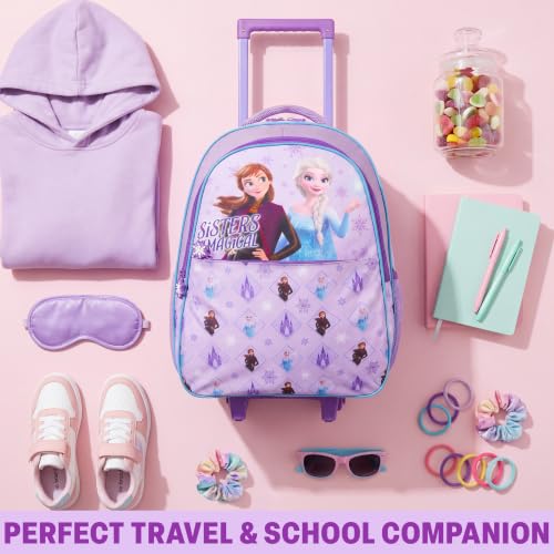Get Trend Disney Frozen Girls 2-in-1 Rolling Luggage Bag with Wheels - color: Lilac Frozen