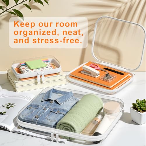 3PCS Clear Hard Shell Zipper Case,7.1*4*2 IN,Travel Makeup Bags,Jewelry Box - color: White, size: S