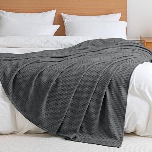 Amazon Basics Waffle 100% Viscose from Bamboo Blanket, Queen, Dark Gray - color: Dark Gray, size: Queen