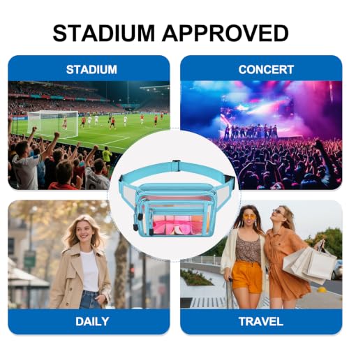 USPECLARE Clear Fanny Pack Stadium Approved Large Multi-Purpose Waist Bag - color: Aqua, style: 1-pack-pvc