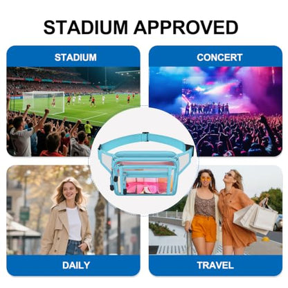 USPECLARE Clear Fanny Pack Stadium Approved Large Multi-Purpose Waist Bag - color: Aqua, style: 1-pack-pvc