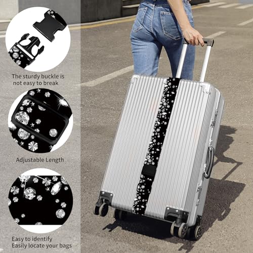 Luggage Straps for Suitcases, Heavy Duty Travel Belt with Quick-Release Buckle, Adjustable Suitcase Strap, Cute Luggage Accessories for Travel Sparkling Diamond - color: Sparkling Diamond