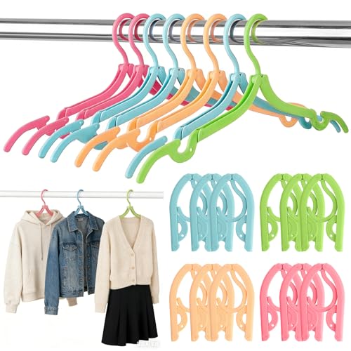 12 Pcs Foldable Travel Hangers for Cruise, Multi-Functional Foldable Clothes Hanger, Space Saving Plastic Travel Folding Hangers for Traveling Suitcase RV Camping Airplane Home Organization