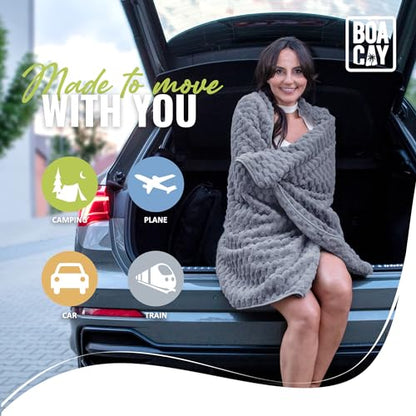 BOACAY Packable Travel Blanket for Airplane, Car - Compact Office Blanket - Portable Pillow for Adults, Kids with Case, Luggage Sleeve, Backpack Clip - color: Gray