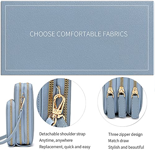 myfriday Touch Screen RFID Phone Crossbody Purse with 2 Straps for Women - color: A-light Blue