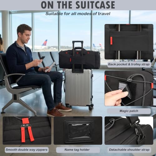 50L Tactical Gym Bag for Men and Women with Shoe & Laptop Compartment - color: Black+Red