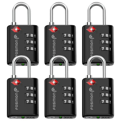 Fosmon TSA Approved Luggage Locks, 3 Digit Combination, 6 Pack Black - color: 3 Digit Black 6 Pack