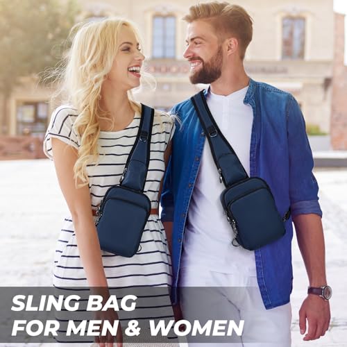 Anti-Theft Crossbody Sling Bag, RFID Blocking, Zipper Lock, Small - color: Blue