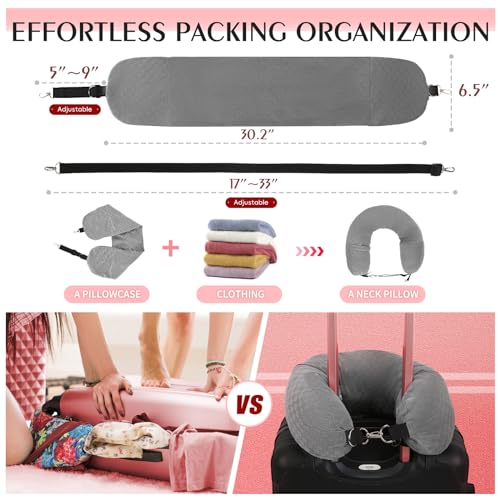 Stuffable Neck Pillow for Travel, Packable Neck Pillow (Grey-Checkerboard) - color: Grey-checkerboard