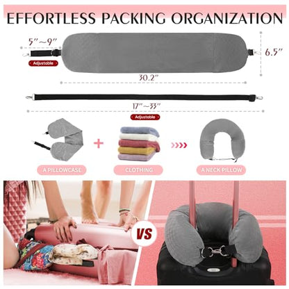 Stuffable Neck Pillow for Travel, Packable Neck Pillow (Grey-Checkerboard) - color: Grey-checkerboard