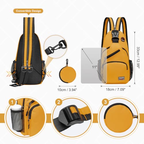 Small Sling Bag with Coin Pocket Fits for 7.9" Tablet, Yellow - color: Yellow, size: Small