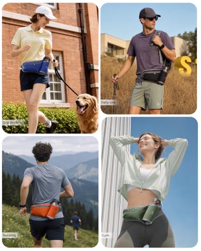 Fanny Pack with Water Bottle Holder, RFID Blocking Running Belt Bag - color: Purple