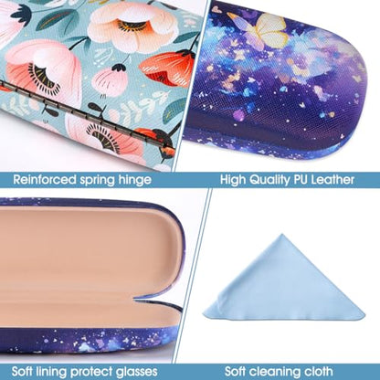 PERFECTSIGHT Hard Shell Eyeglasses Case, PU Leather Protective Glasses Case, Cute Eyeglass Case for Women Men Girls - color: Butterfly