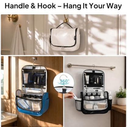 Travel Toiletry Bag for Women & Men, Waterproof Hanging Makeup Organizer - color: Black