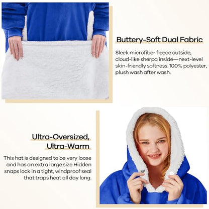 yescool Wearable Blanket Hoodie as Christmas Birthday Gifts for Women Mom - color: Klein Blue, size: Oversized