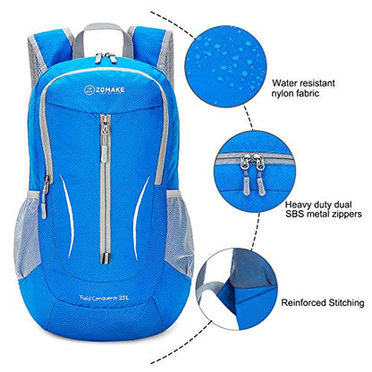ZOMAKE Lightweight Packable Backpack 25L, Foldable Hiking Daypack - color: Dark Blue