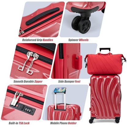 Cosbarn Luggage Sets 3 Piece Suitcases with Wheels, Suitcase Set, ABS+PC Hardshell Luggage with Phone Holder, Lightweight Carry on Luggage with TSA Lock Spinner Wheels - color: SkyBlue, size: 3 Piece Sets (20/DB/TB)