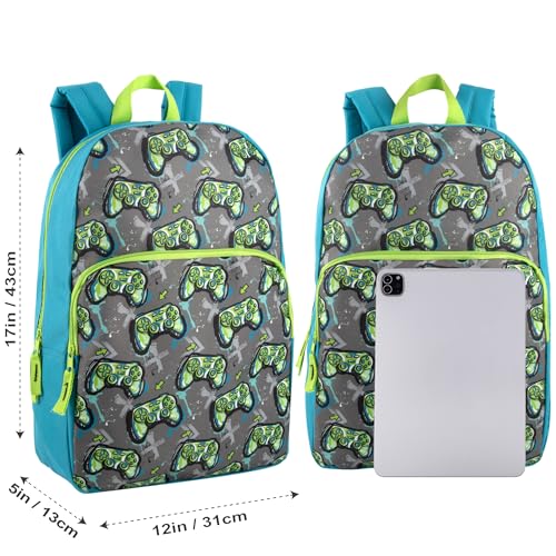 Trail maker Classic 17 inch Backpacks with Adjustable Padded Straps | School Backpacks for Girls, Boys - color: Game Controllers