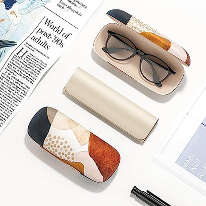 Eyeglasses Case, Hard Shell Protective Case for Glasses, Unisex for Women Men - color: Abstract Spots