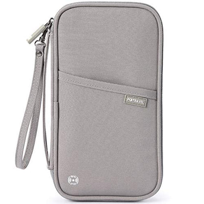 VanFn RFID Travel Passport Wallet, Family Passport Holder, Trip Document Organizer P.Travel Series (Nylon - Grey) - color: Grey