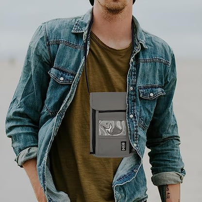 Travel Neck Wallet with RFID Blocking - color: PVC Gray