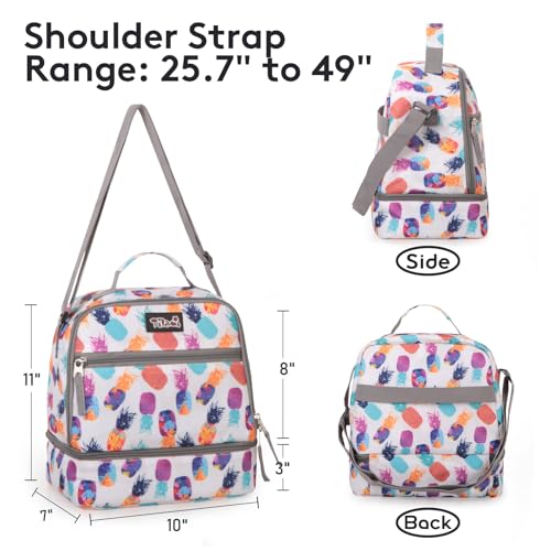 Tilami Rolling Backpack for Kids 19 inch with Lunch Bag Wheeled Laptop Backpack,Pine apples - color: Pine Apples