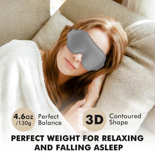 3D Blackout Weighted Eye Mask for Sleep, Eye Cover for Men Women - color: Silver Gray