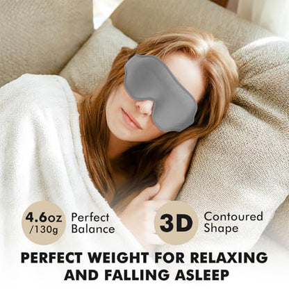 3D Blackout Weighted Eye Mask for Sleep, Eye Cover for Men Women - color: Silver Gray