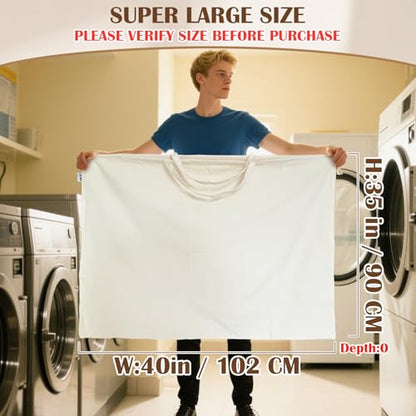 Canvas Laundry Bag Extra Large Heavy Duty Storage Bag 40"W x 35"H,XXL Beige - color: Beige, size: XXL 40"Wx35"H┃1 Pack