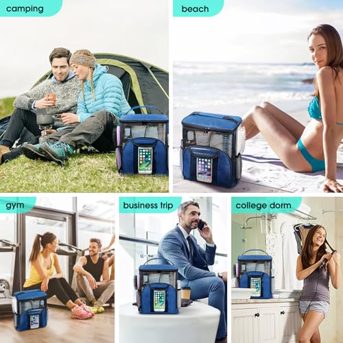 Attmu Mesh Shower Caddy Portable Dorm Room Essentials, Toiletry Tote Bag - color: Blue