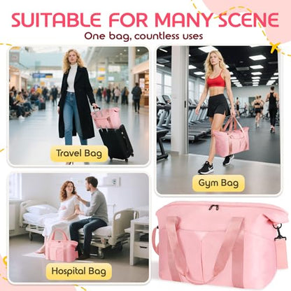 Duffle Bag for Travel with Trolley Sleeve, Gym Bag, Pink - color: Pink